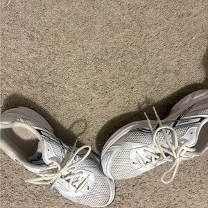 White and Blue Athletic Sneakers